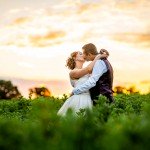 Hunters Hall, wedding Day, Anastasia, Terry, field, sunset