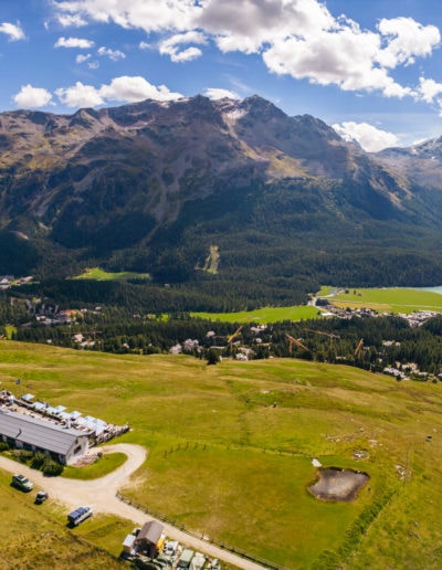 St Moritz Paradiso mountain resturant in the mountains, overlooking the beautiful mountain lakes in the St Moritz valley.