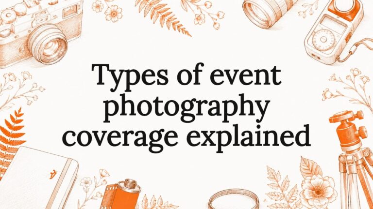 Illustrated photography tools framing title