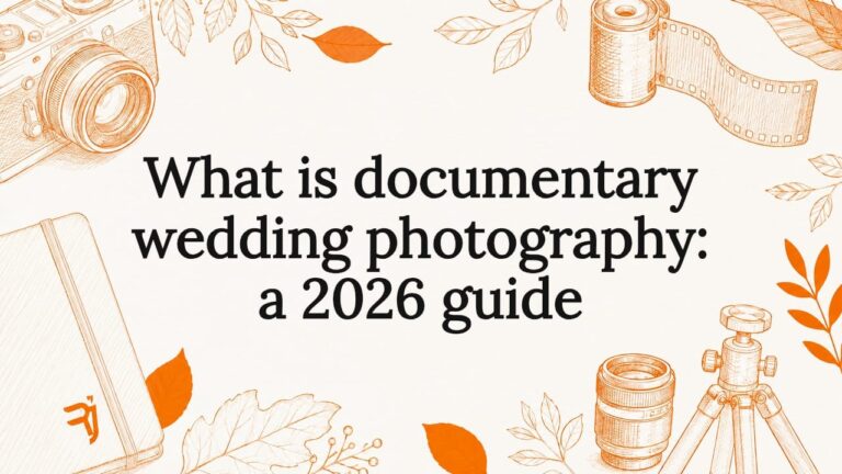 Decorative title card illustration with photography and botanical sketches