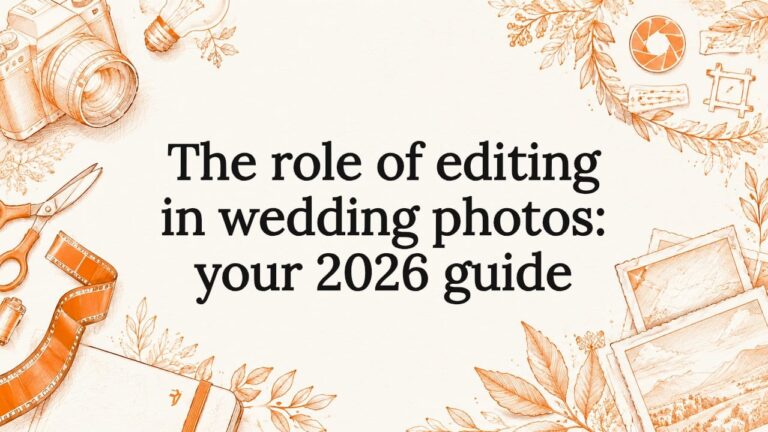 Decorative wedding photo editing title card illustration